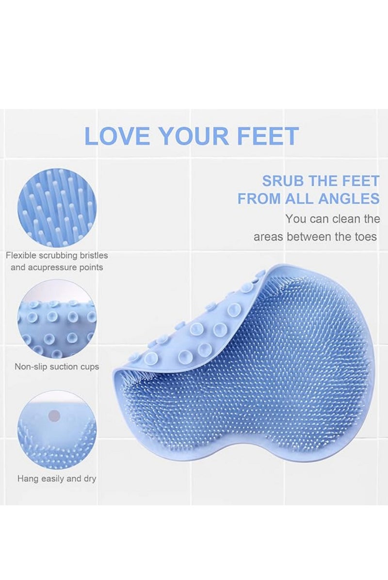 سجادة حمام لتنظيف القدمين، وسادة تقشير للظهر، وسادة غسيل للجسم، تُثبّت على الحائط بأكواب شفط مانعة للانزلاق، مناسبة للرجال والنساء. - Image 3